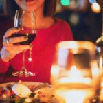 drinking wine at restaurant